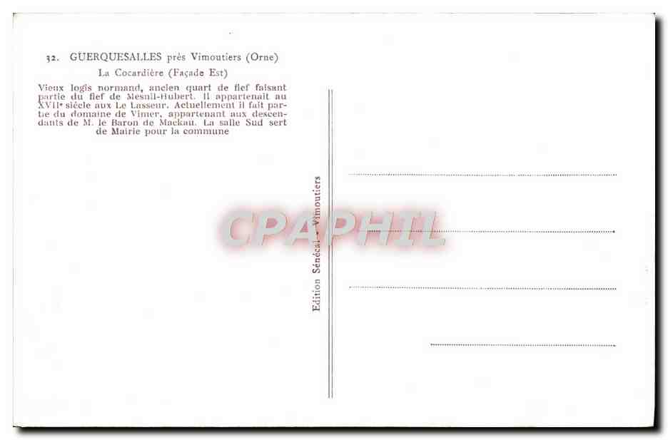 CPA Guerquesalles pres Vimoutiers La Cocardiere Facade Est — Rückseite