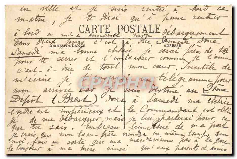 CPA Cherbourg Cuirasse type Republique par grosse mer Bateau  — Rückseite