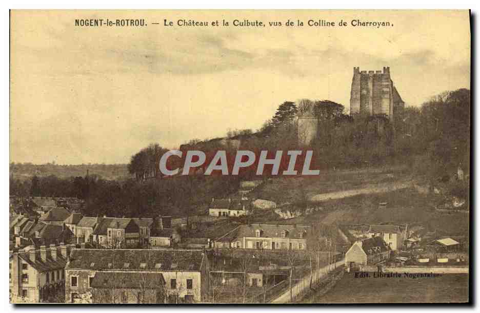 Nogent-le-Rotrou — Le Château et la Culbute, vus de la Colline de Charroyan — Ed. Librairie Nogentaise