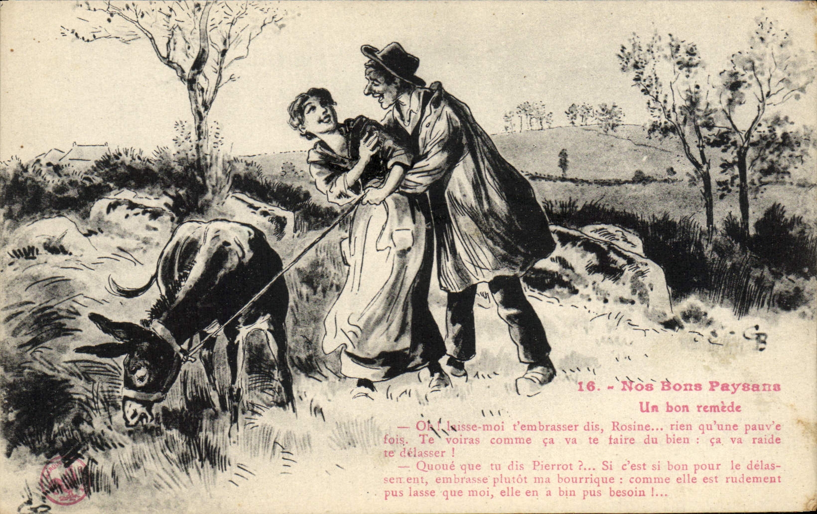 CPA Nos Bons Paysans Un bon remede Ane Mule Folklore 