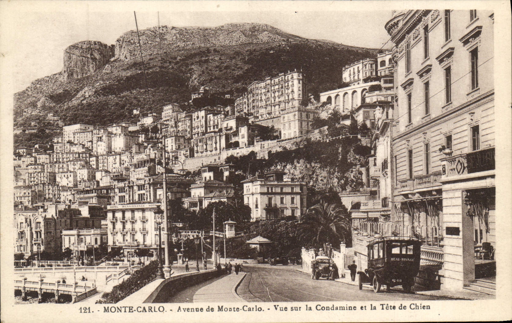 Monte-Carlo - Avenue de Monte-Carlo - Vue sur la Condamine et la Tête de Chien