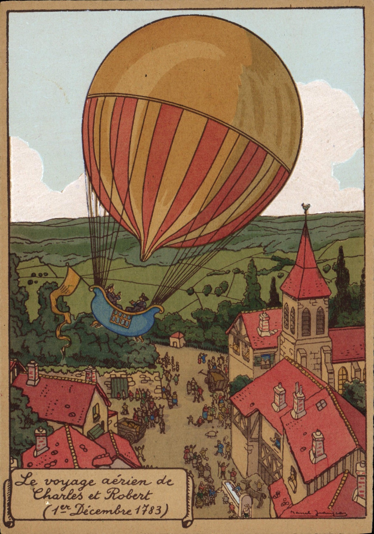 CPA Le Voyage aerien de Charles et Robert 1er decembre 1783 Ballon Mongolfiere 