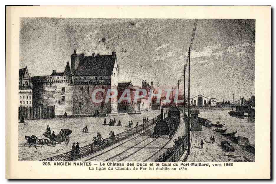 CPA Ancien Nantes Le Chateau des Ducs et le Quai du Port Maillard vers 1880