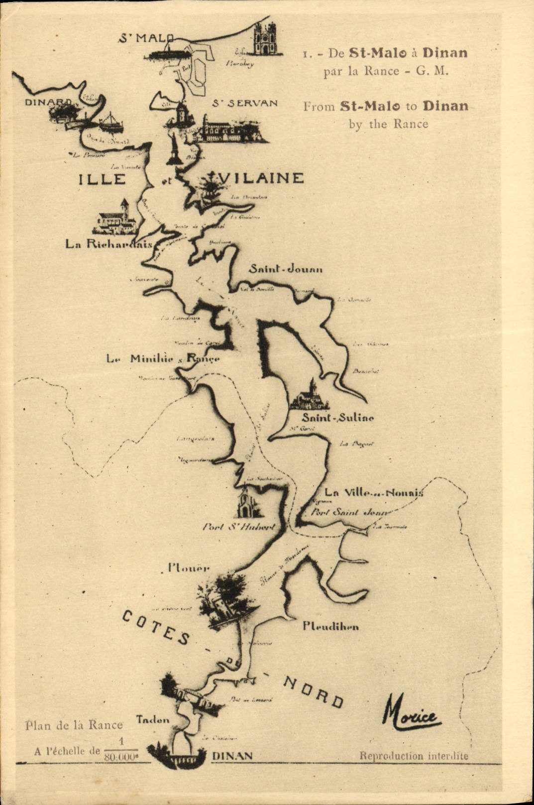 Côte d'Émeraude — Les Bords de la Rance — Éditeur M. Guénn, Saint-Ildefonse (Bretagne)