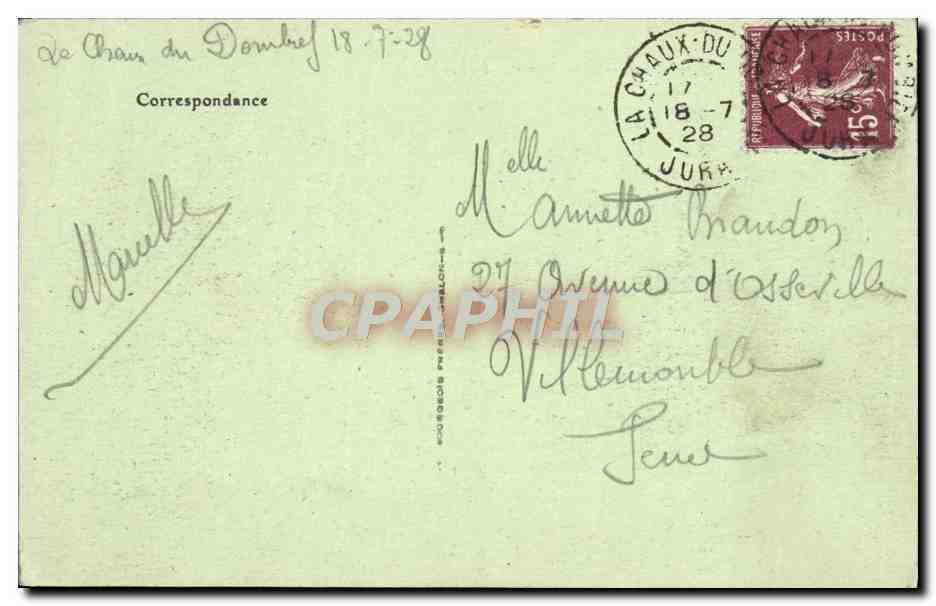 Les Rochers sur la route d'ILAY — Jura-Touriste — Éditeur R. B. Castiglioni — Rückseite