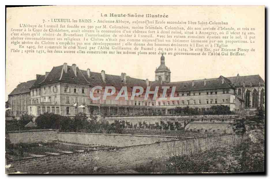 CPA Haute Saone illustree Luxeuil les Bains Ancienne Abbaye Ecole secondaire libre Saint Colomban