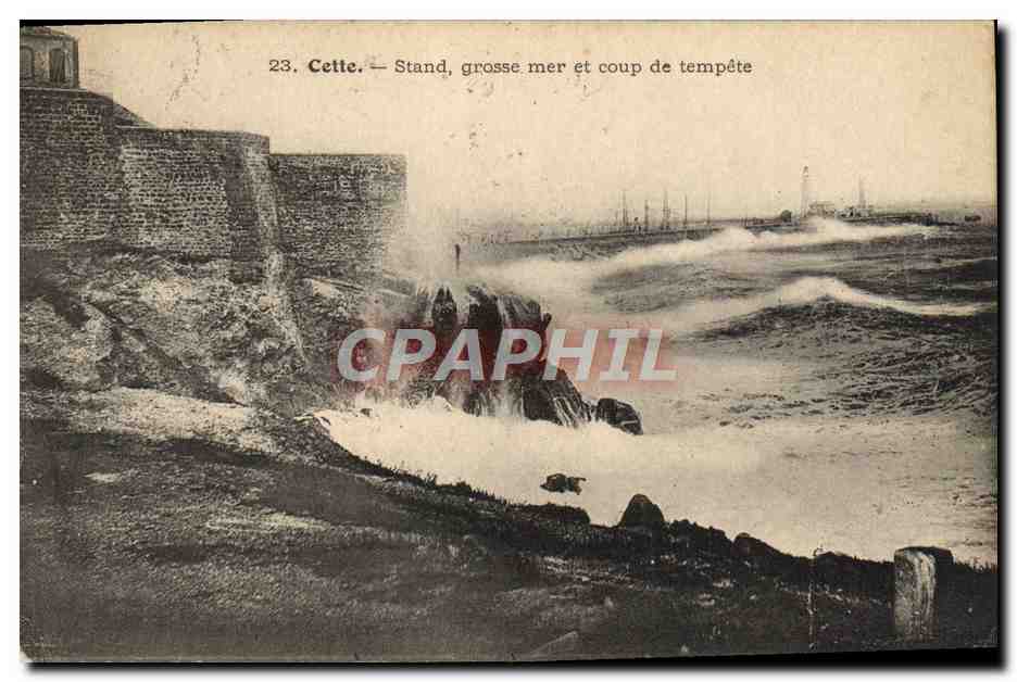CPA Cette Stand Grose mer et coup de tempete