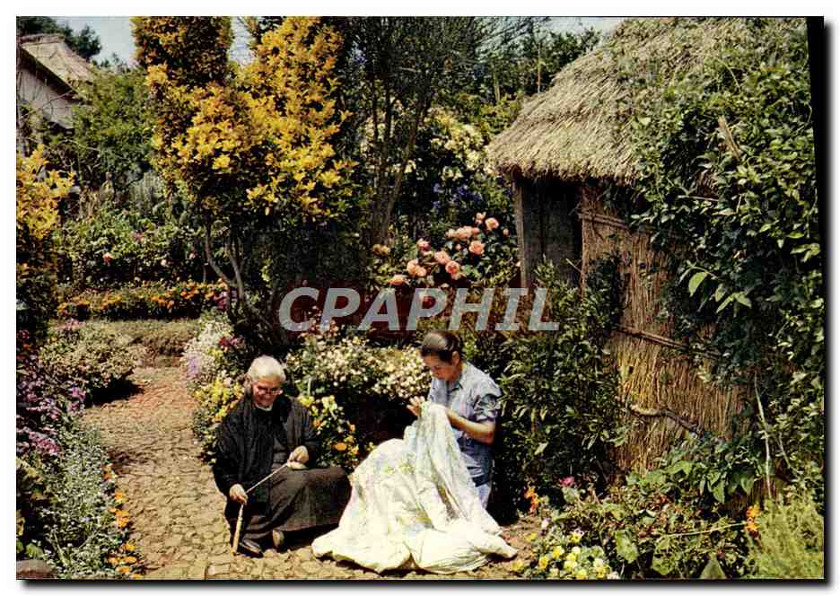 Embroidery and Spinning in a country garden — Madeira — J. Arthur Dixon, MDR. 55