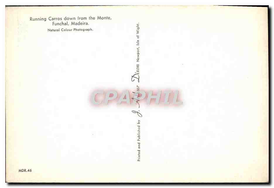 CPM Running Carros Down From the Monte Funchal Madeira — Rückseite