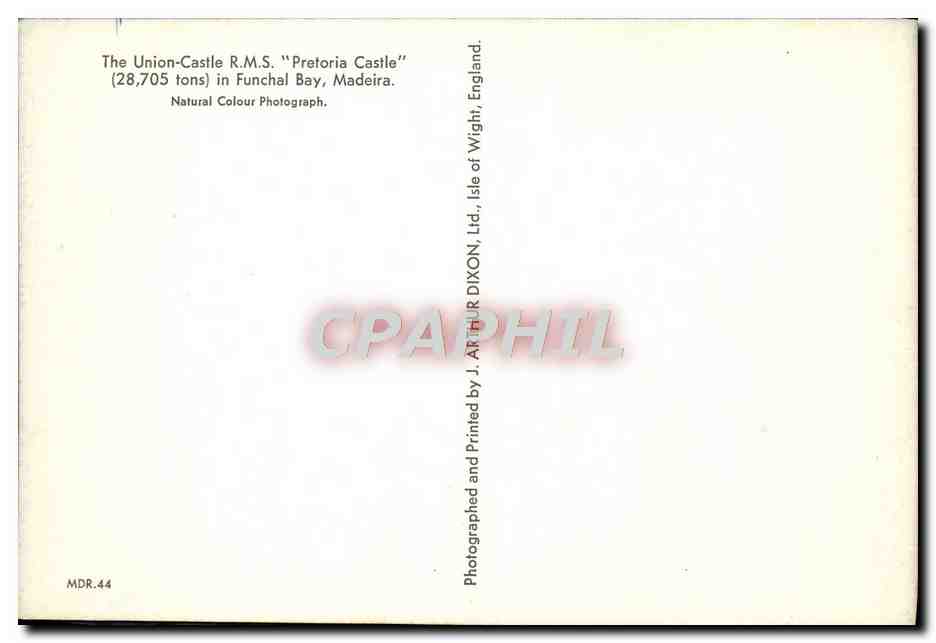 CPM The Union Castle RMS Pretoria Castle in Funchal Bay Madeira Bateau — Verso