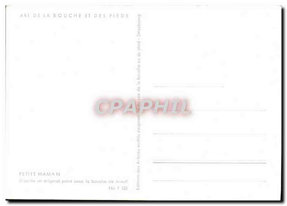 Petite Maman — Enfant nourrissant des poussins — Éditions des Artistes Noyon, No F 125 — Rückseite