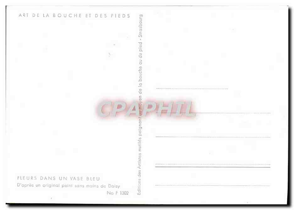 CPM Fleurs Dans Un Vase Bleu Peint Sans Mains — Verso