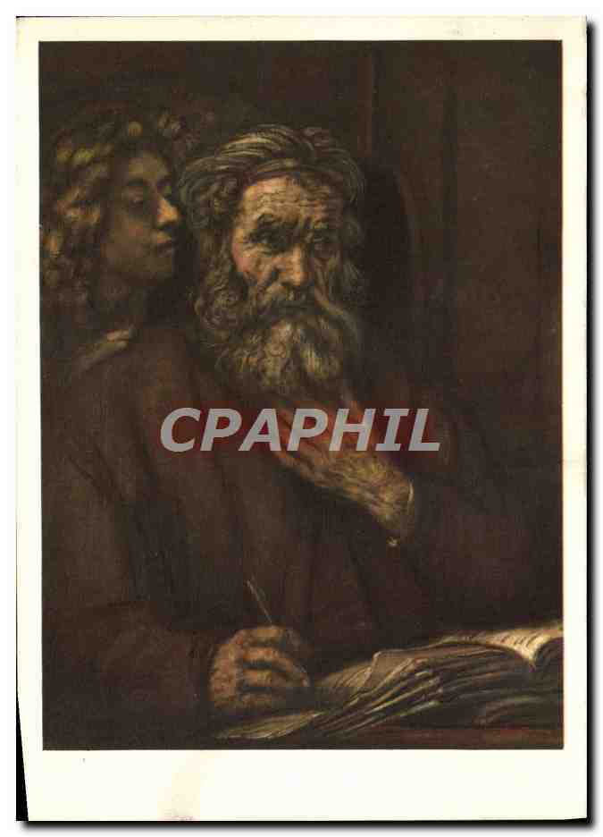 CPM Peinture Hollandaise Rembrandt Van Ryn Saint Mathieur et l'ange Musee du Louvre Paris 