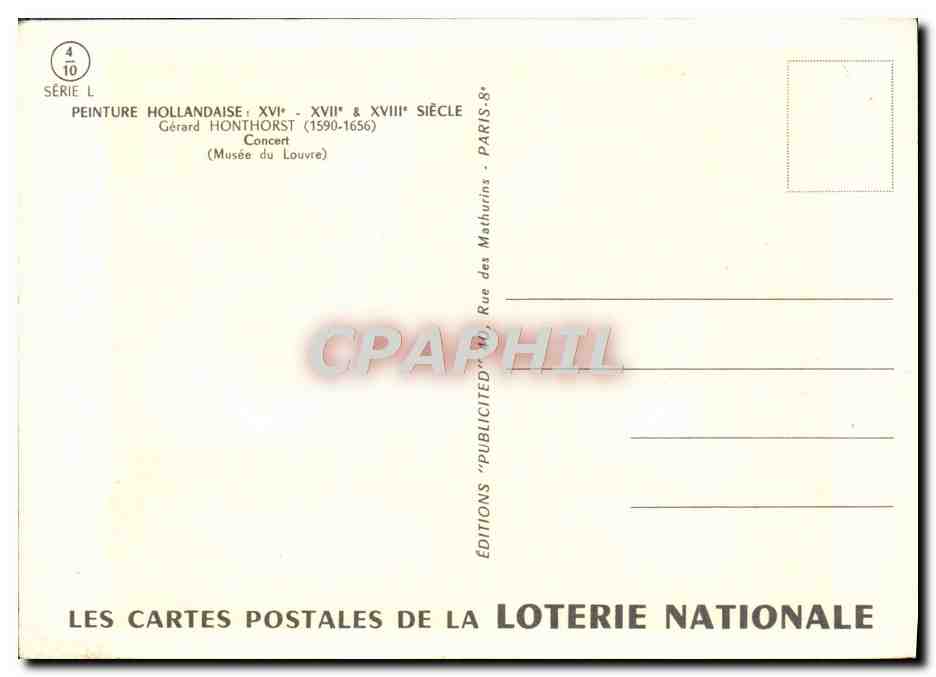 Konzert — Gérard Honthorst (1590-1656) — Éditions de la Loterie Nationale — Rückseite