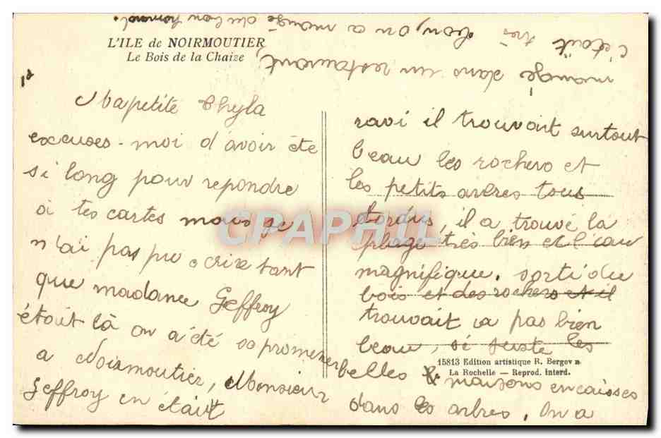 Ile de Noirmoutier — Le Bois de la Chaize — Ramuntcho — Verso