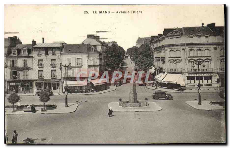 CPA Le Mans Avenue Thiers Hotel Continental