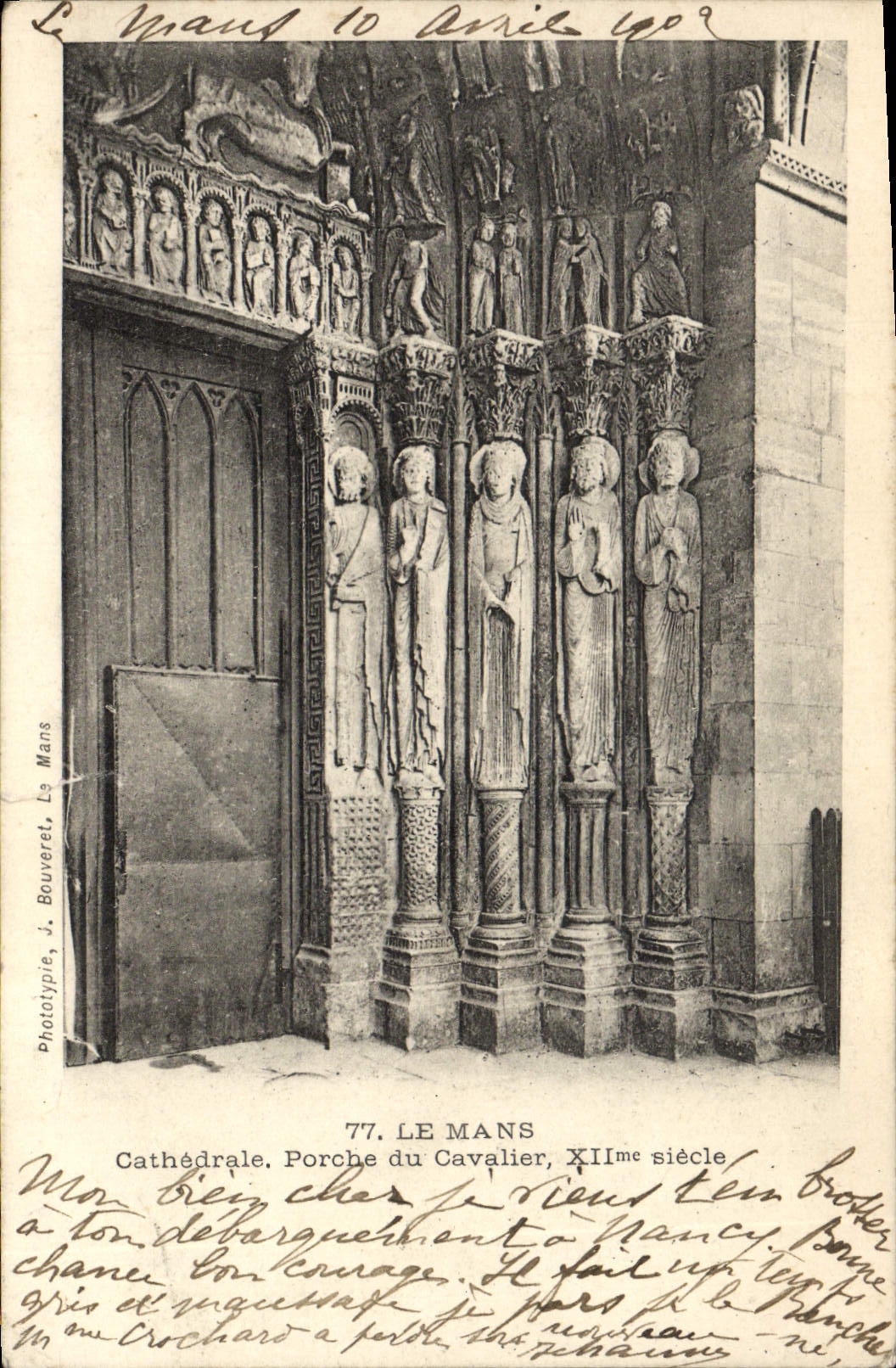 CPA Le Mans Cathedrale Porche du Cavalier