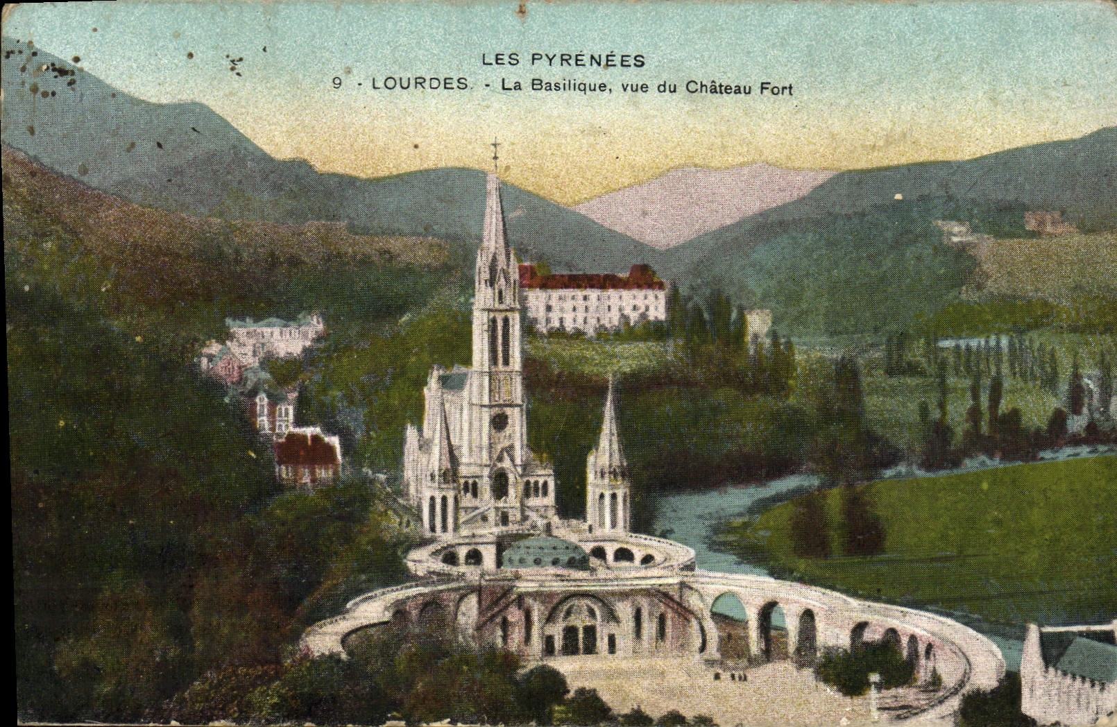 CPA Lourdes La Basilique Vue Du Chateau Fort