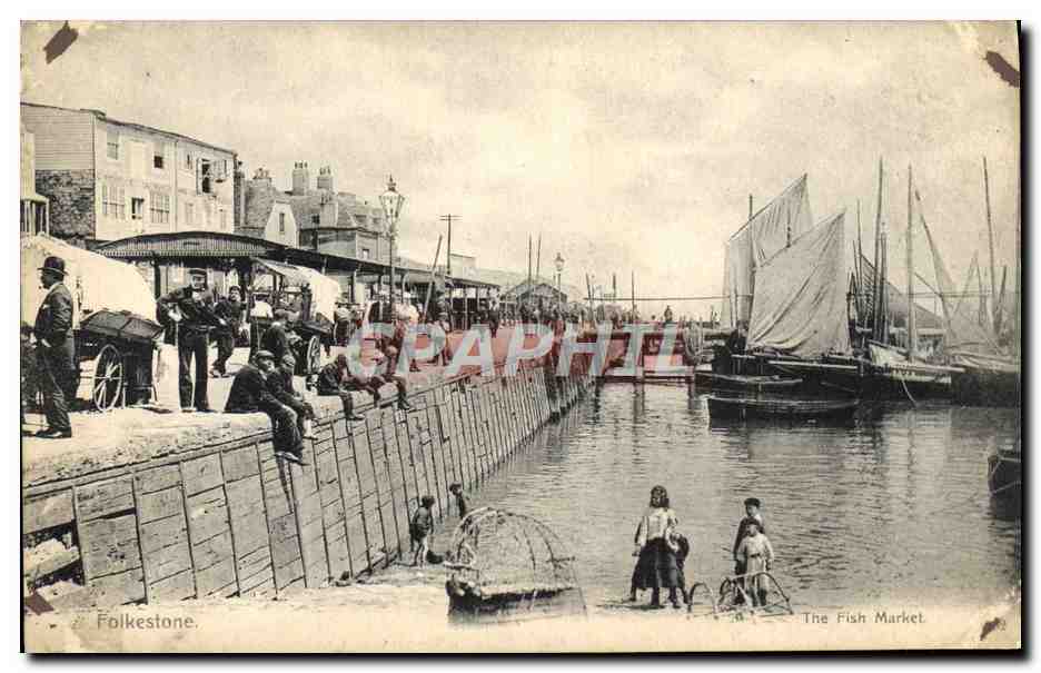 Folkestone — The Fish Market — Victoria Post Card Series - Recto