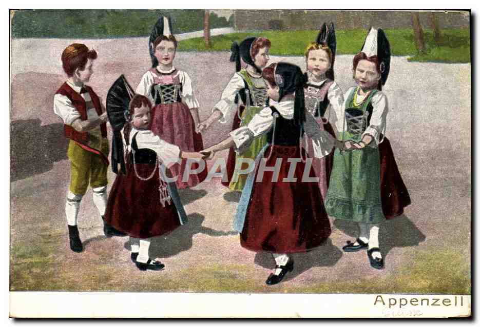 CPA Appenzell Folklore Costume Enfants