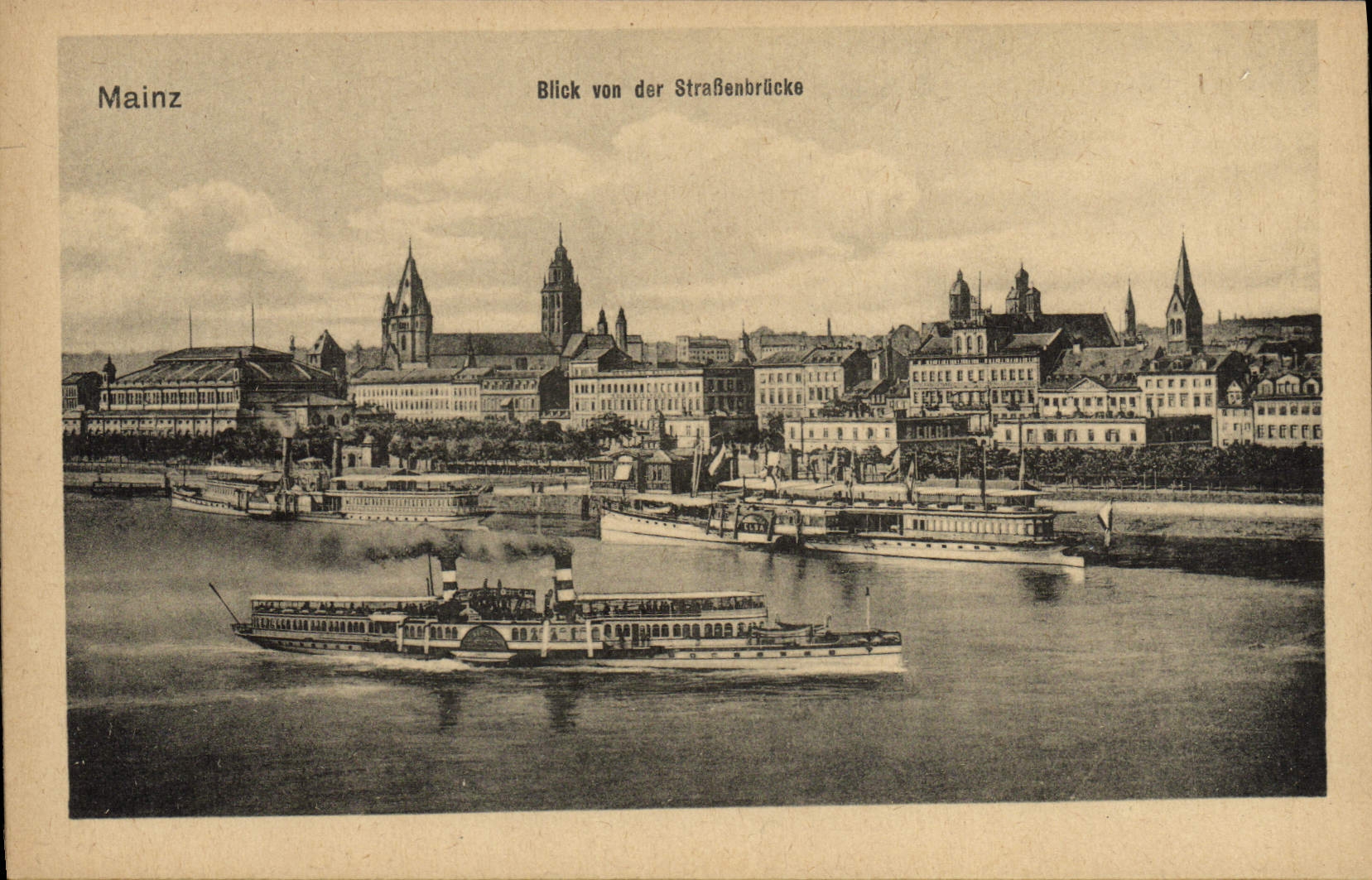 Mainz — Vue de la ville depuis la Straßennbrücke — éditeur non visible