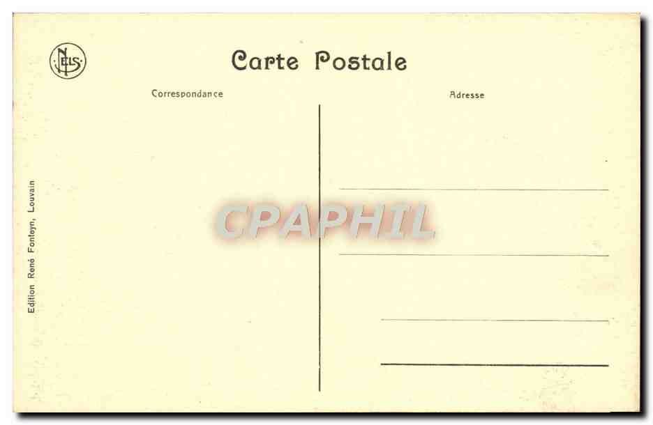 Le Sac de Louvain, Août 1914 — Ruines du Vieux Marché — Édition René Fontyn, Louvain — Verso