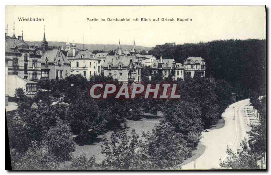 CPA Wiesbaden Partieim Dambachtal Mit Blick Auf Griech Kapelle