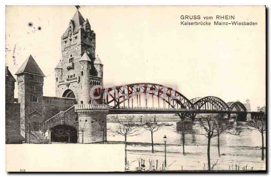 CPA Gruss Vom Rhein Kaiserbrucke Mainz Wiesbaden