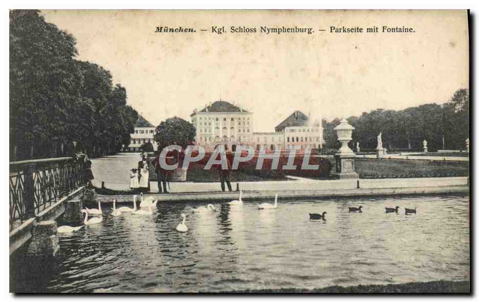 CPA Munchen Kgl Schloss Nymphenburg Parkseite Mit Fontaine
