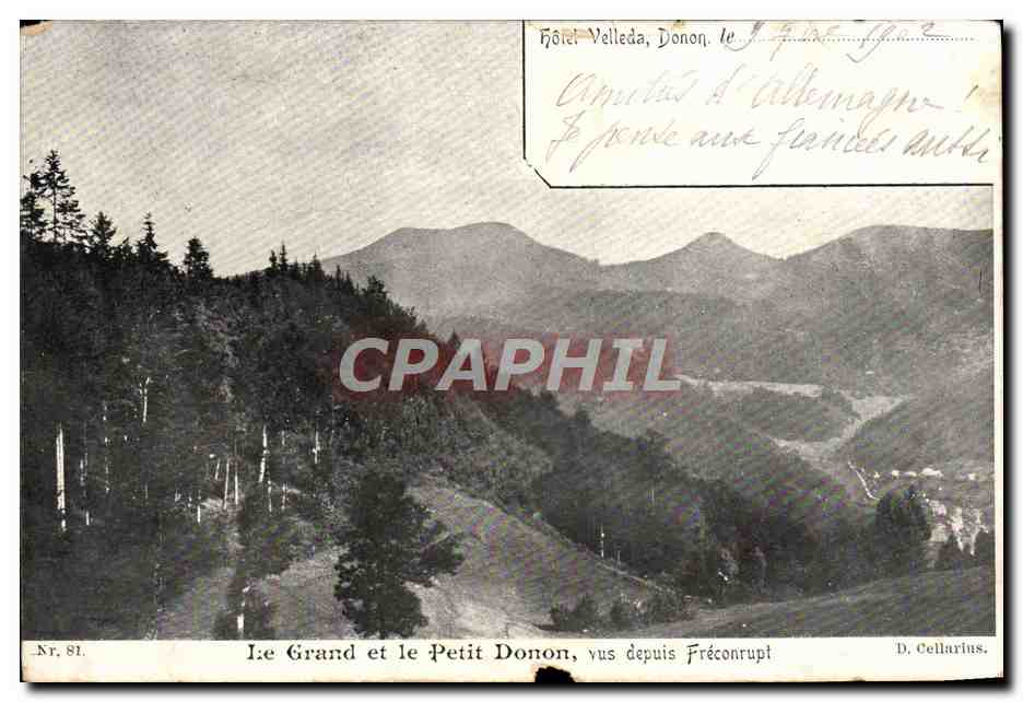 CPA Hotel Velleda Donon Le Grand Et Le Petit Donon Vus De Freconrupt