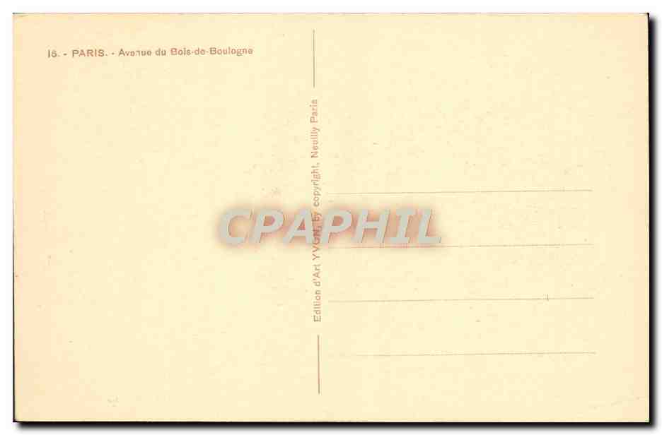 CPA Paris Avenue Du Bois De Boulogne Arc de Triomphe — Verso