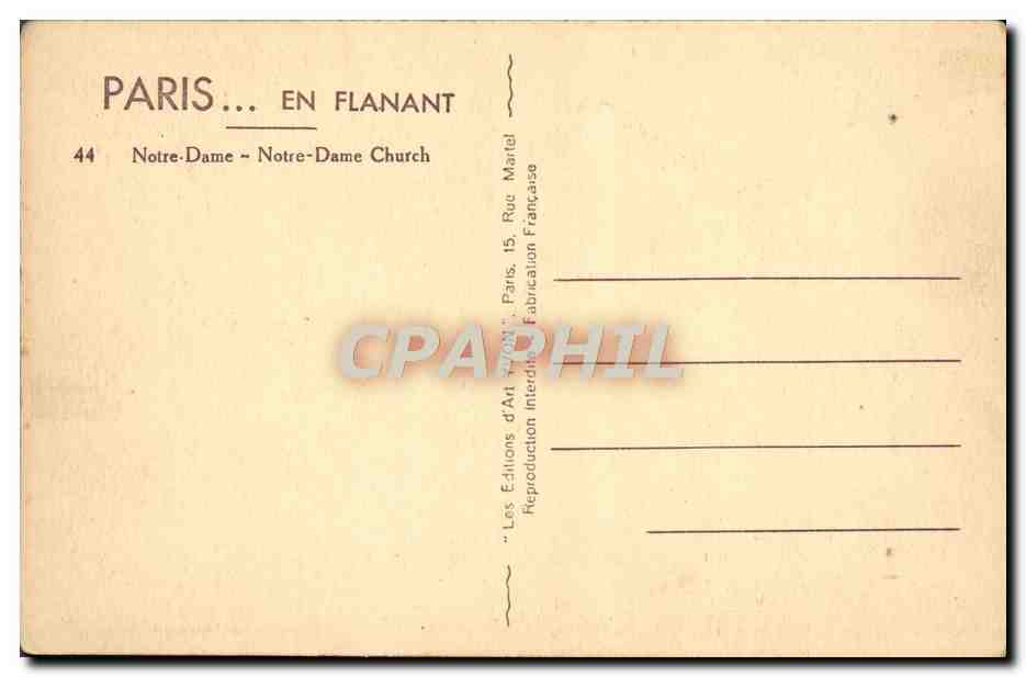 CPA Paris En Flanant Notre Dame  — Verso