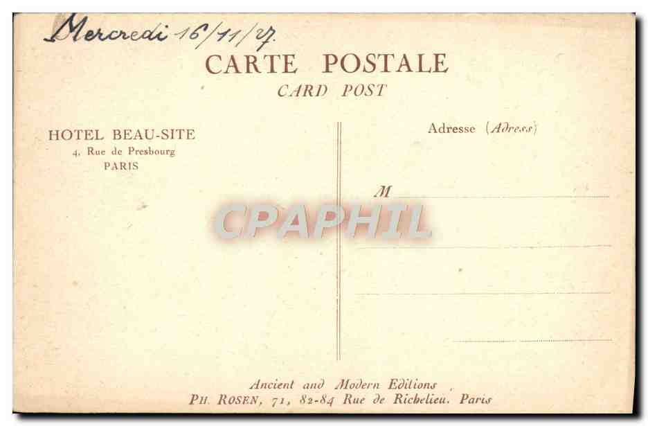 CPA Paris La Place De L'Etoile — Rückseite