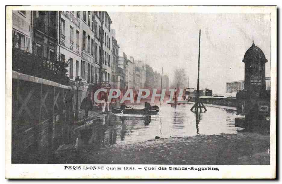 CPA Paris Inonde Quai Des Grands Augustins