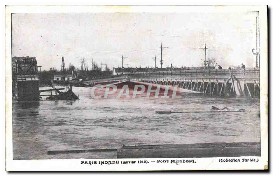 CPA Paris Inonde Pont Mirabeau