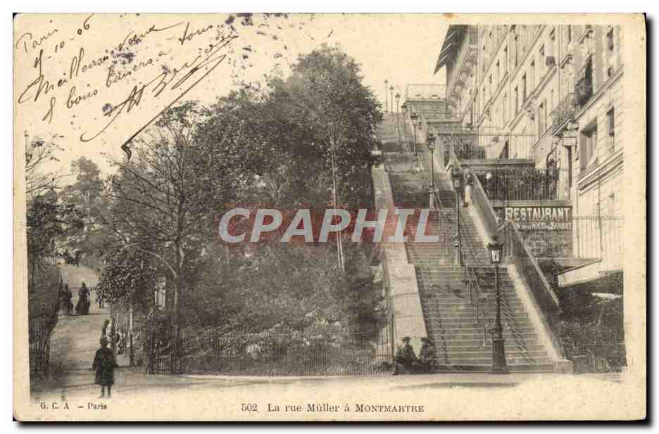CPA Paris La Rue Muller A Montmartre