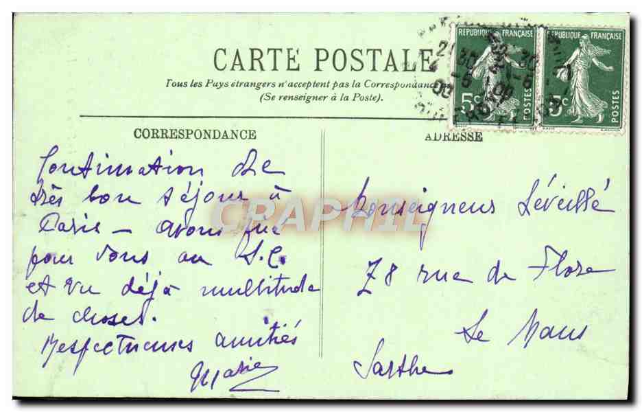 CPA Paris Le Sacre Coeur — Rückseite
