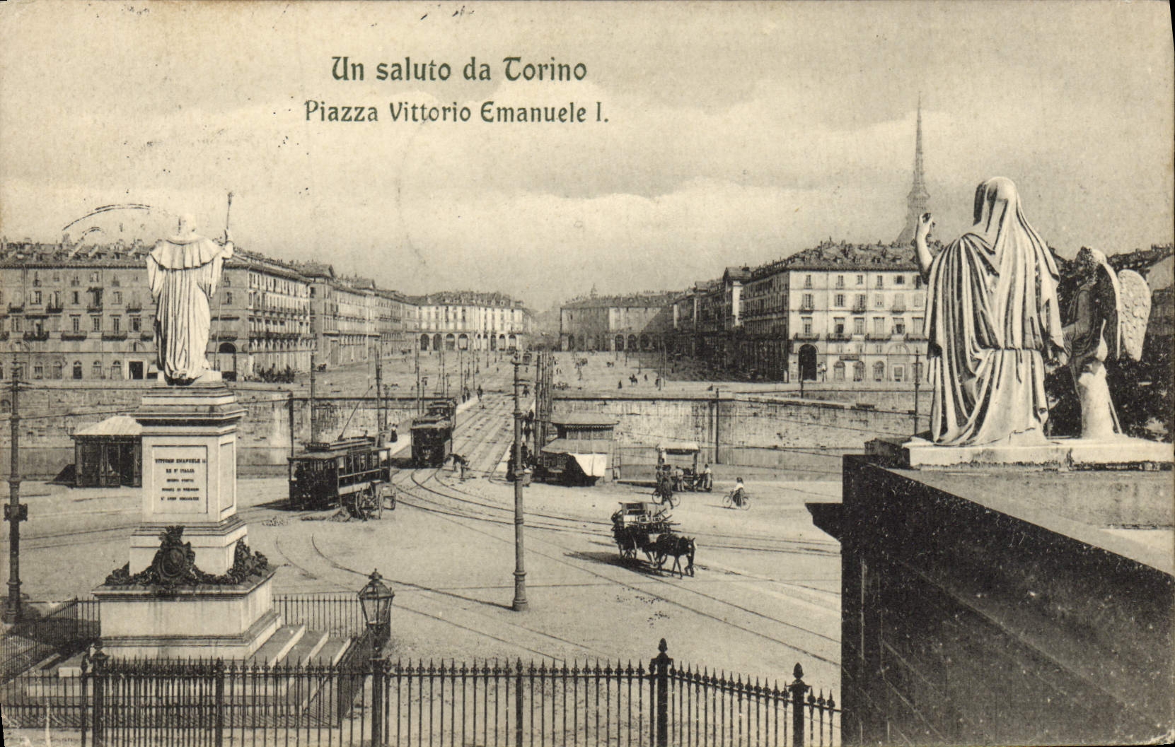 CPA Ul Saluto Da Torino Piazza Vittorio Emanuele