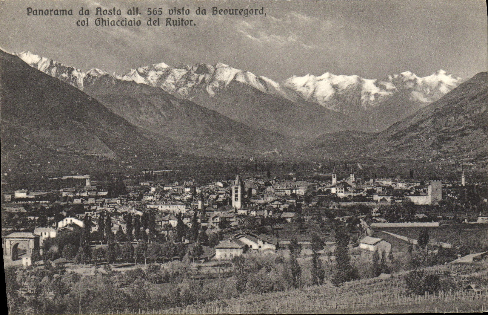 CPA Aosta Panorama da Visto da Beouregard col Ghiacciaio del Ruitor