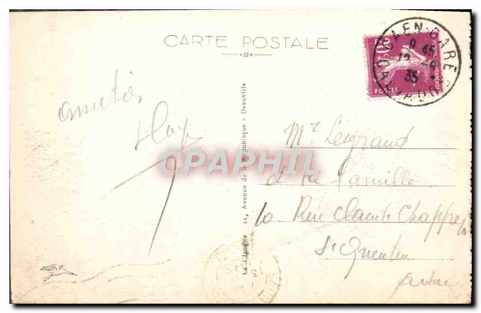 CPA Trouville le Reine des Plages Le Trouville Palace — Rückseite