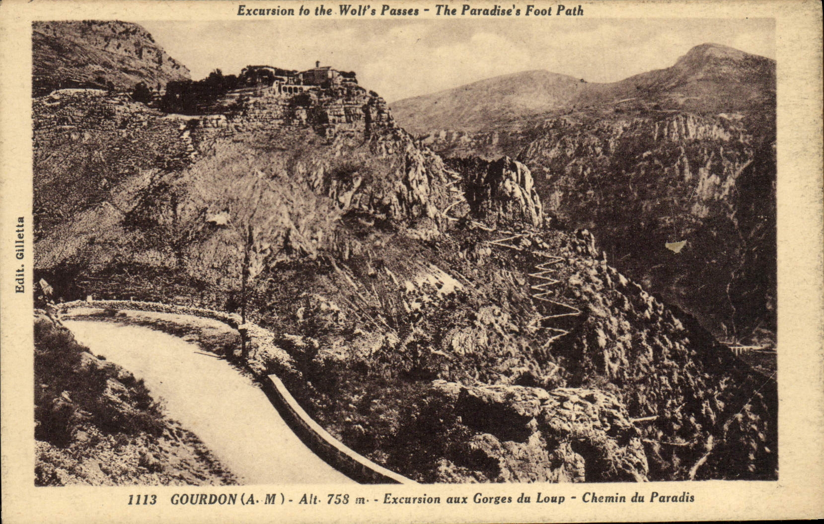 Gourdon (A.M.) — Excursion aux Gorges du Loup — Chemin du Paradis — Edit. Gilletta n°1113