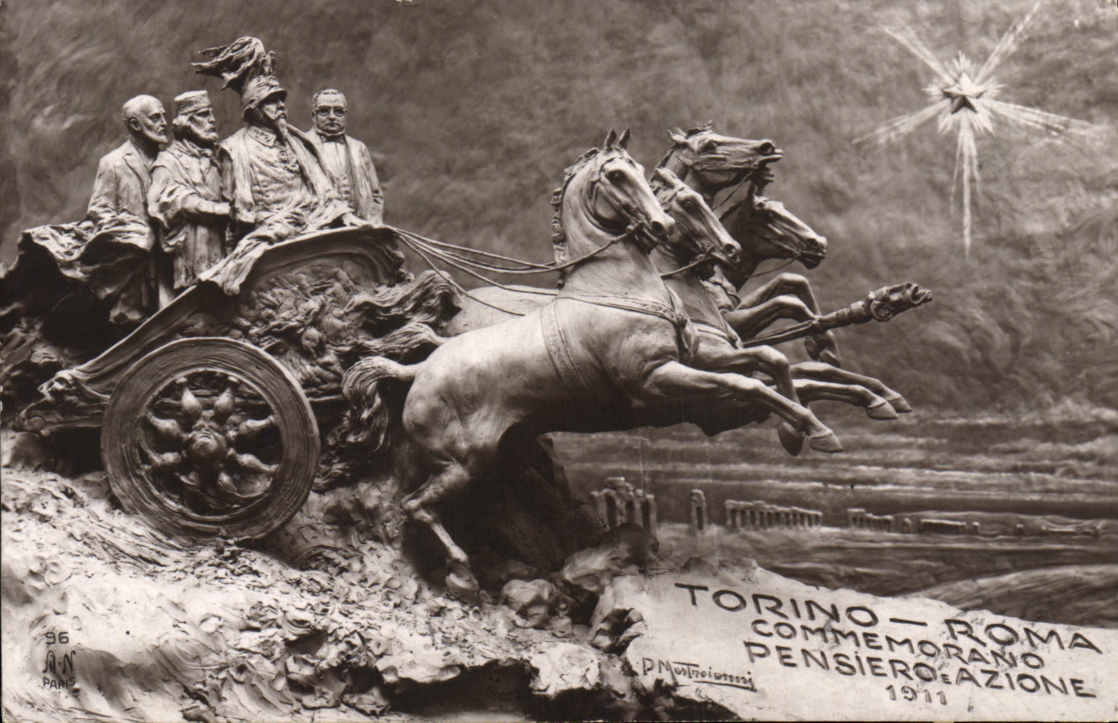 CPA Torino Roma Commemorano Pensiero Azione 1911 Chevaux