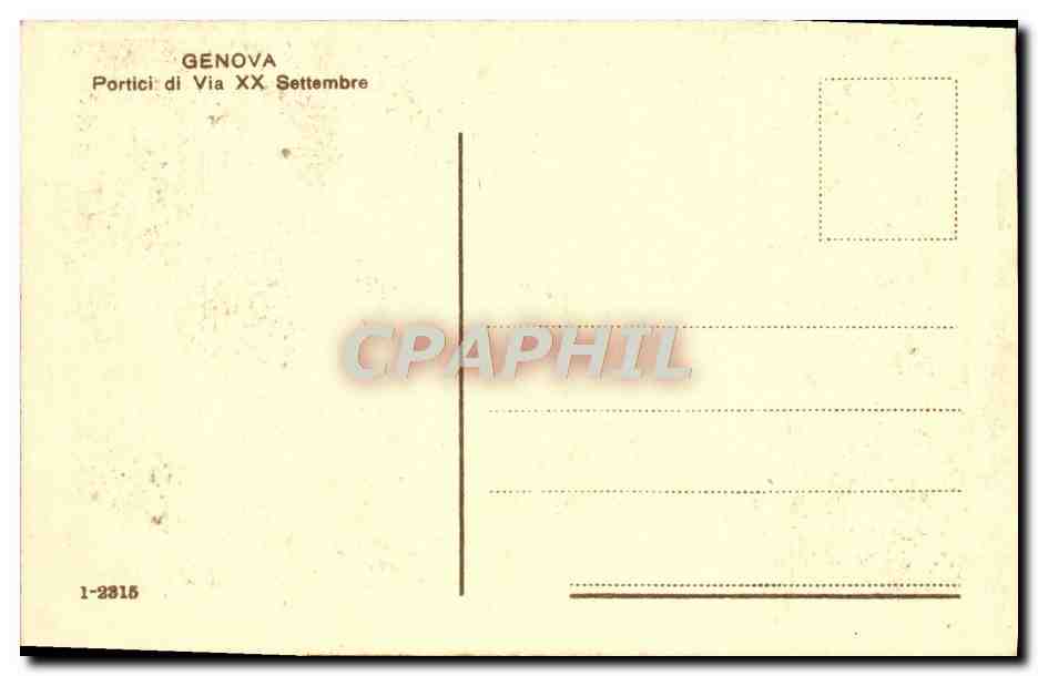 CPA Genova Portici Di Via XX Settembre — Rückseite