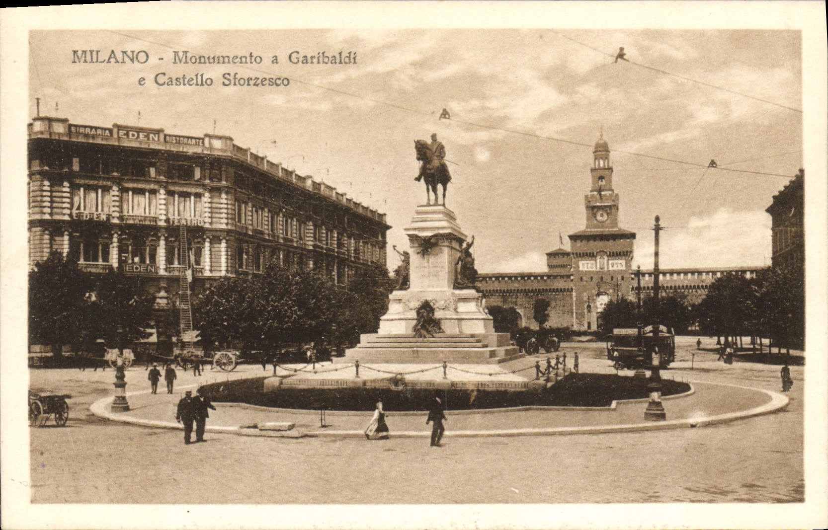 CPA Milano Monumento A Garbaldi E Castello Sforzesco