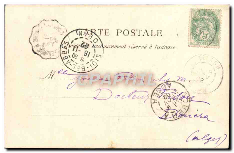 CPA Sidi Bel Abbes Le Cercie Militaire Et l'Avenue De La Gare — Back