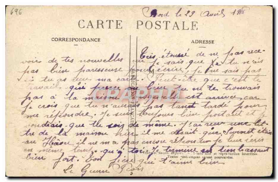 Nos marins (l'escale à Alger) — Causerie sous les palmiers — A. Dauzat, n° 1515 — Rückseite