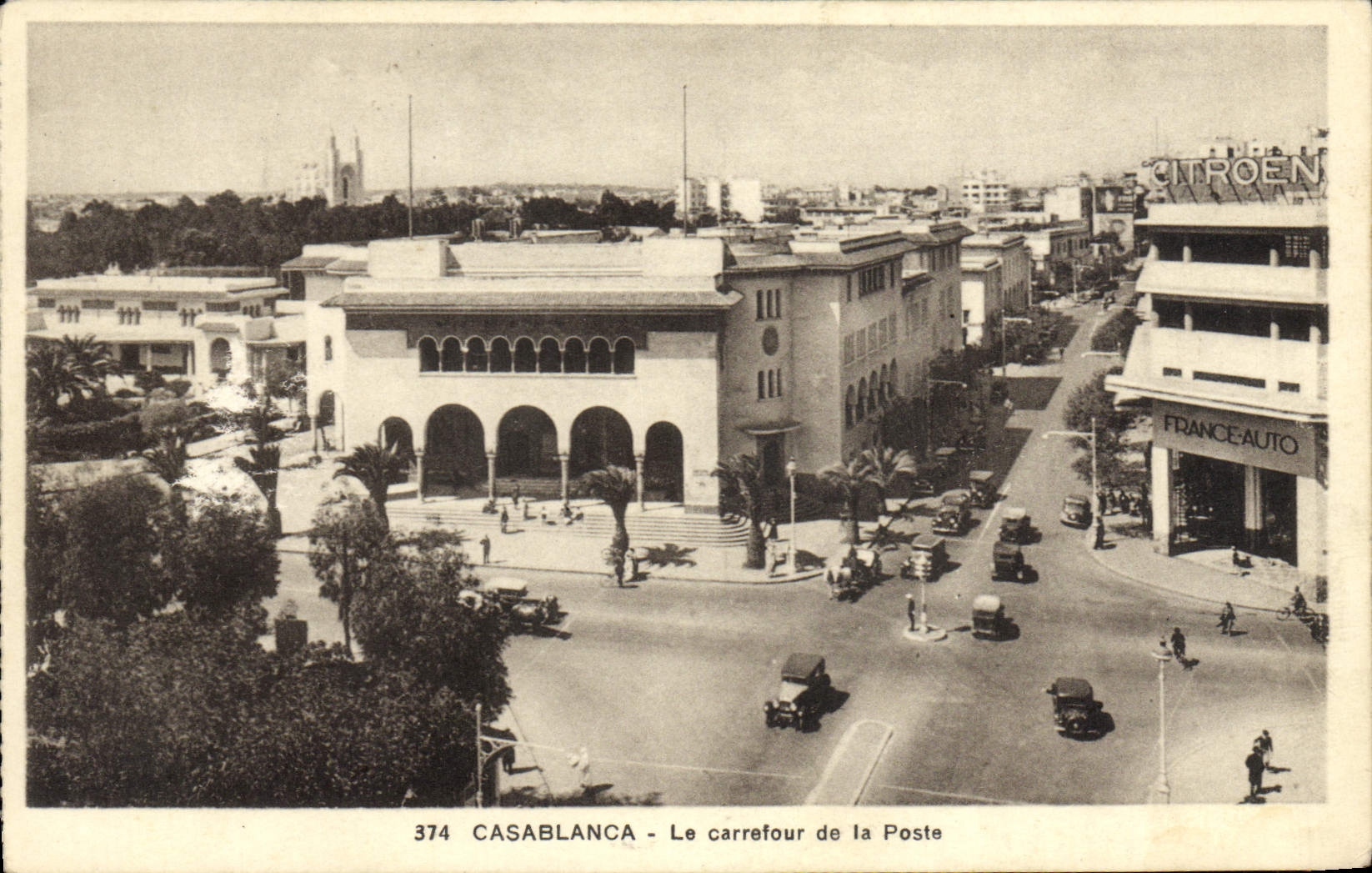 CPA Casablanca Le Carrefour de la Poste Citroen France Auto