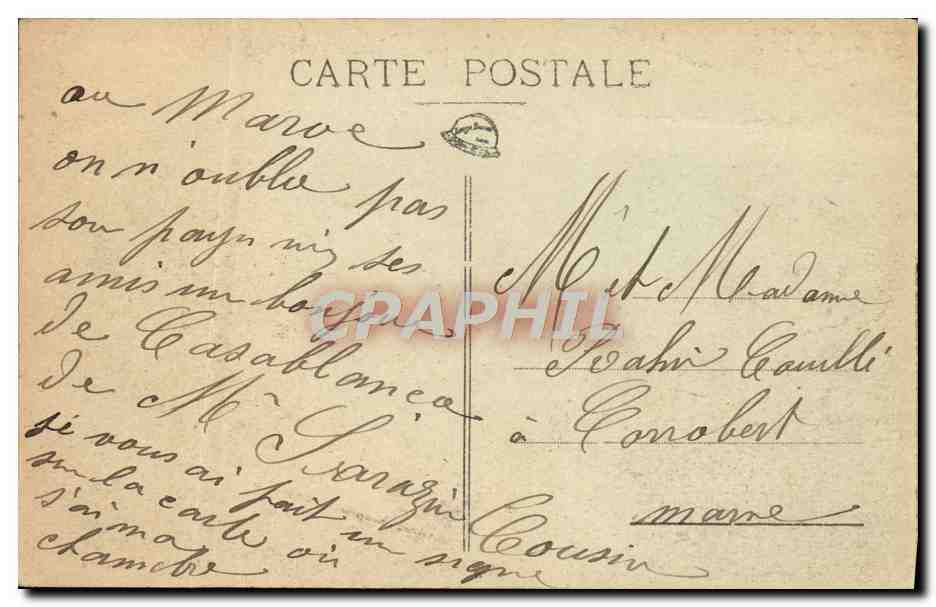 CPA Casablanca Hotel des Postes et Telegraphes — Back