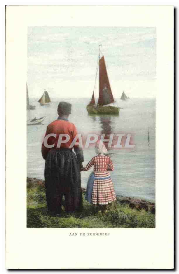 CPA Aan De Zuiderzee Enfant Bateau