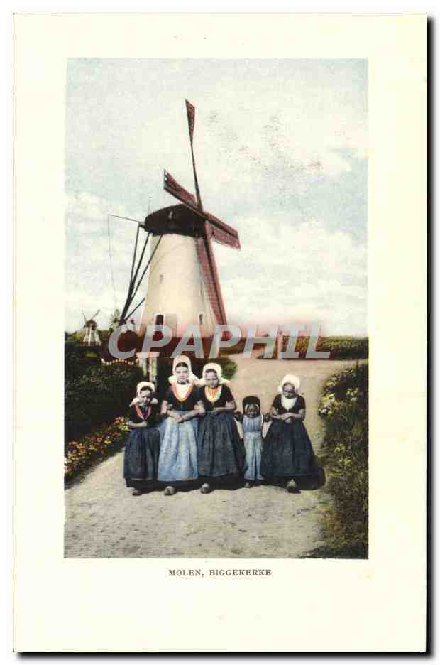 CPA Molen Biggekerke Moulin a vent Folklore